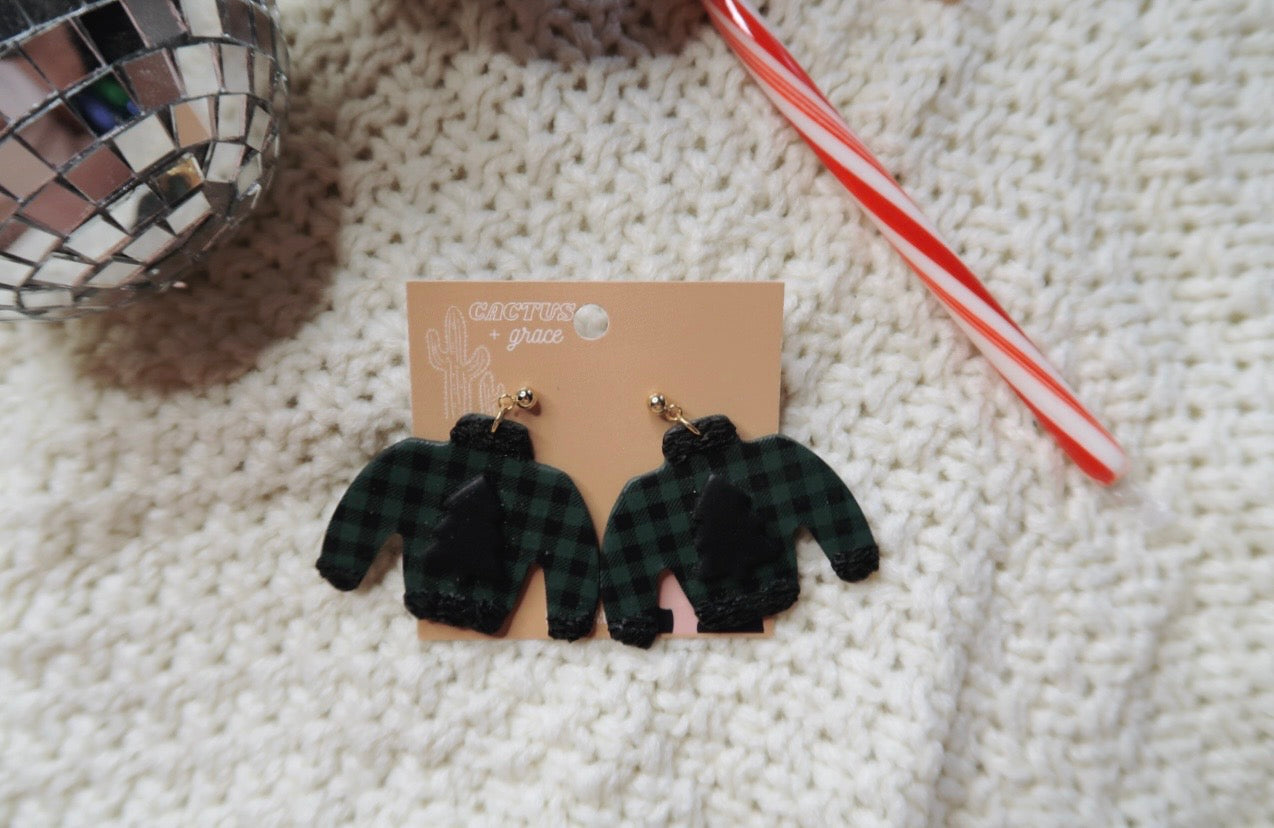 Christmas Plaid Sweater Dangles