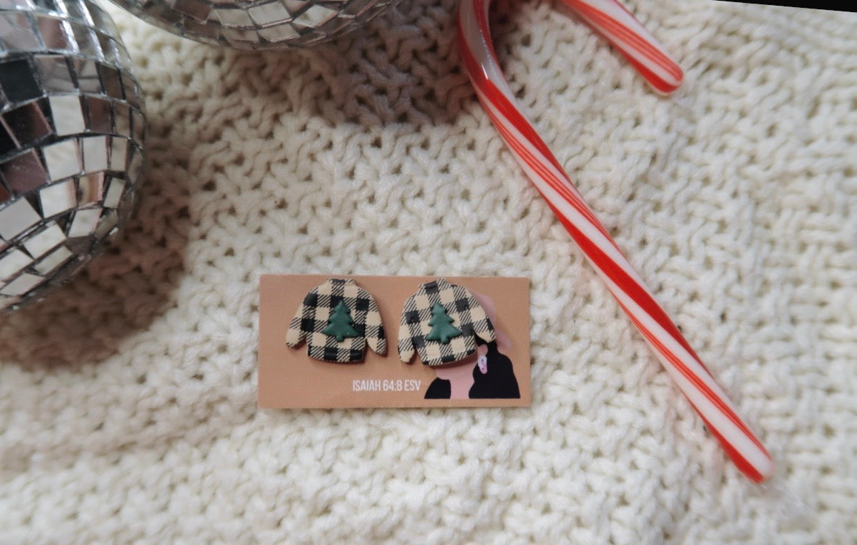 Mini Plaid Sweater Studs